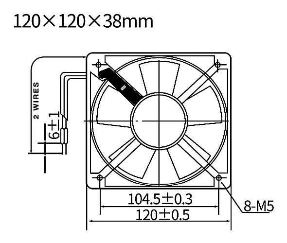 SG12038HA1 / SG12038HA2 front dimensions drawing reference